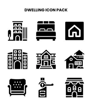 Dwelling Glyph Graphics Icons Pack Ilustración de archivo