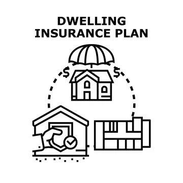 Dwelling insurance plan protecting property and assets Ilustración de archivo