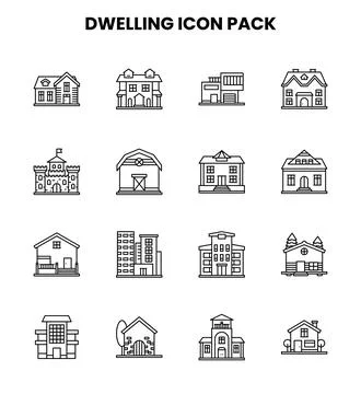 Dwelling Line UI Icons Pack Ilustración de archivo