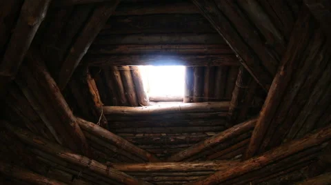 Dwelling of the Stone or Bronze Age, inside view Stock Footage 54687807
