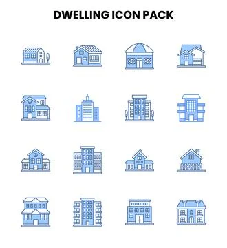 Dwelling Two Colour Scalable Icons Pack Stock Illustration