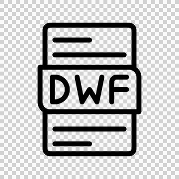 Dwf document file type outline icon design Stock Illustration
