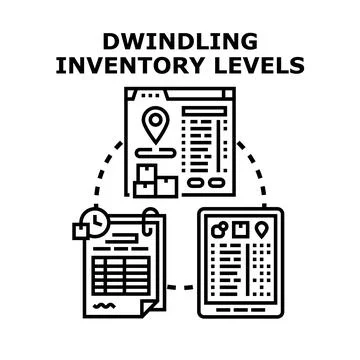 Dwindling inventory levels management system vector illustration Stock Illustration