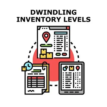 Dwindling inventory levels management system vector illustration Stock Illustration