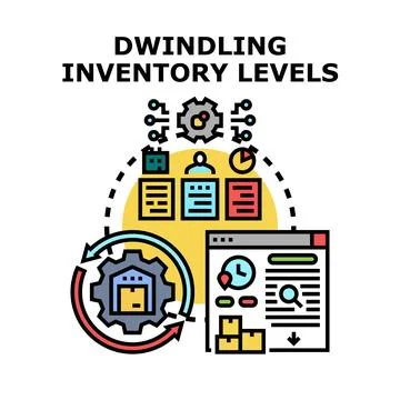 Dwindling inventory levels problem solving vector illustration イラスト素材
