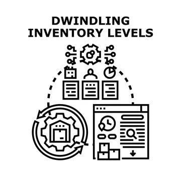 Dwindling inventory levels problem solving vector illustration Ilustração Stock