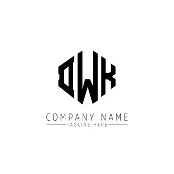 DWK letter logo design with polygon shape. DWK polygon and cube shape logo .. Stock Illustration