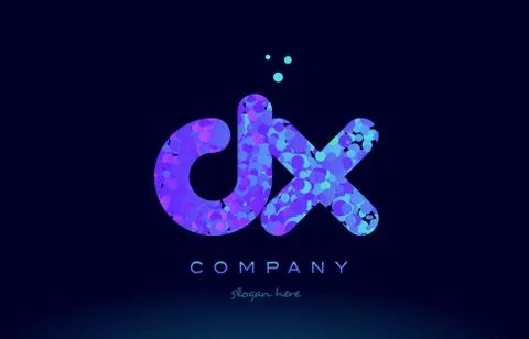Dx d x bubble circle dots pink blue alphabet letter logo icon vector Stock Illustration