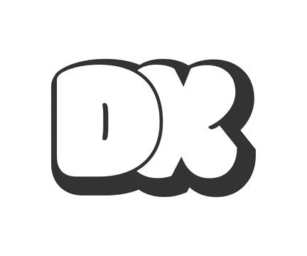 DX logo, bubble comic lettering, rounded in graffiti style black and white .. Illustrazione stock