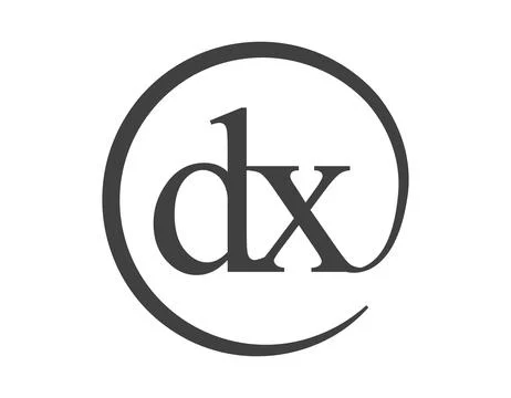 DX logo from two letter with circle shape email sign style. D and X round l.. Stock Illustration