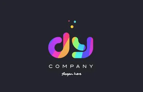 Dy d y  colored rainbow creative colors alphabet letter logo icon Stock Illustration