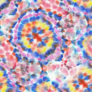 Dye Effect Seamless. Ethnic Pattern. Floral Bohemian Borders. Mulicolor Hippi 스톡 일러스트