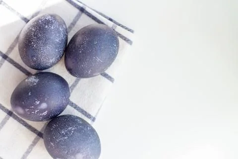 Dyed blue and marble easter eggs Stock Photos