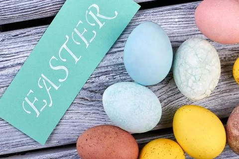 Dyed chicken eggs. Stock Photos