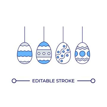 Dyed Easter eggs collection line color icon Illustrazione stock