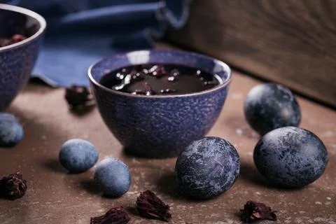 Dyed Easter eggs with marble stone effect Stock Photos