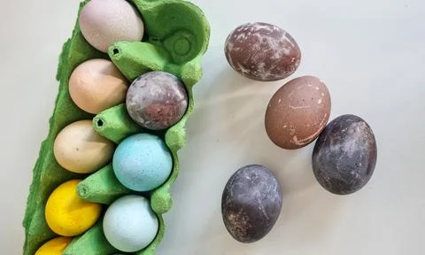 Dyed Easter eggs in red wine Stock Photos