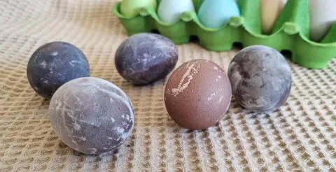 Dyed Easter eggs in red wine Stock Photos
