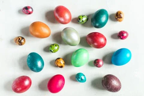 Dyed eggs on white background Stock Photos