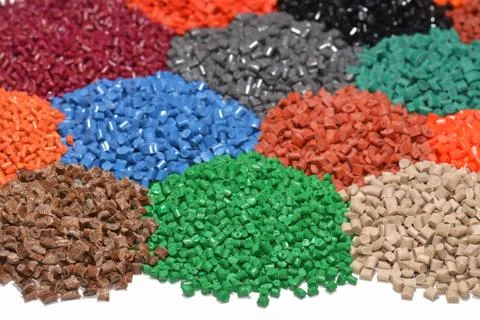 Dyed plastic granulate Stock Photos