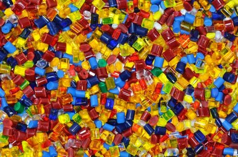 Dyed plastic granulate Stock Photos