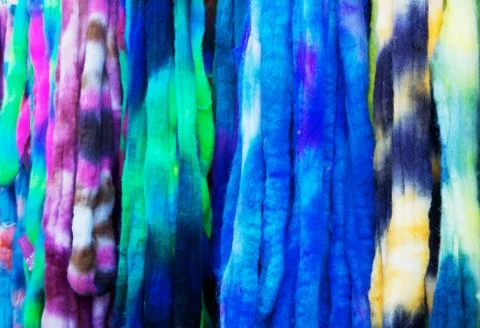 Dyed wool yarn Stock Photos