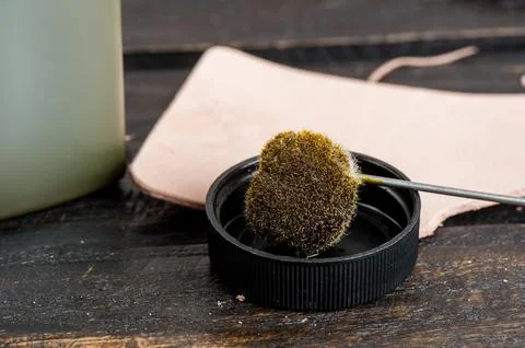 Dyeing the leather Stock Photos