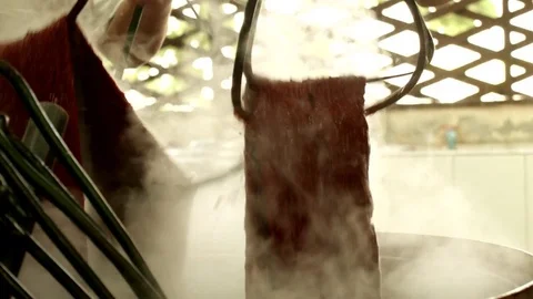 Dyeing Silk Stock Footage 74193001