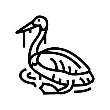 Dying bird covered oil line icon vector illustration Stock Illustration