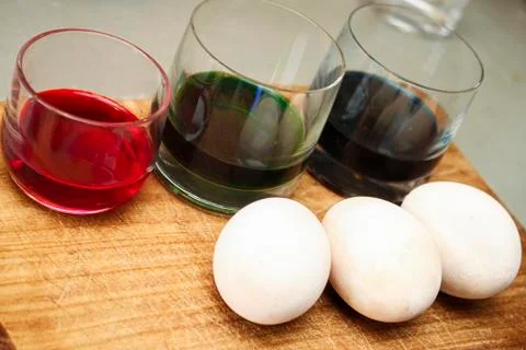 Dying of the eggs for Easter Stock Photos