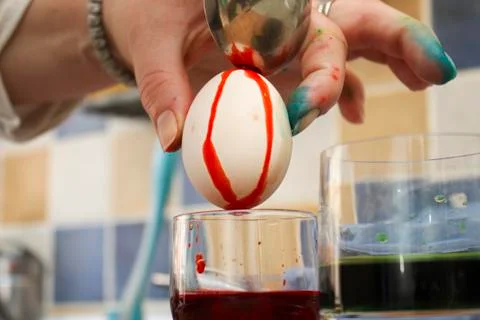 Dying of the eggs for Easter Stock Photos