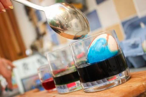 Dying of the eggs for Easter Stock Photos