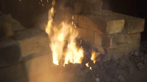The dying embers in the fireplace Stock Footage 74101323