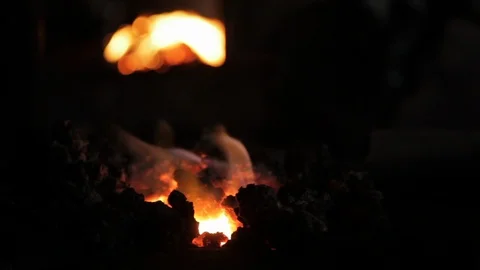 Dying fire at a foundry Stock Footage 90939873