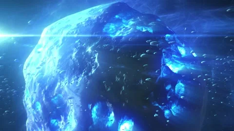 Dying planet in deep space with asteroids and sun flares Stock Footage 163882629