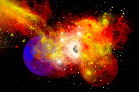 A dying star turns nova as it blows itself apart. Stockillustratie