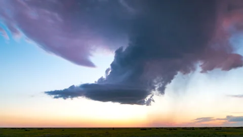 Dying Storm with Beautiful Sunset Stock Footage 272701882