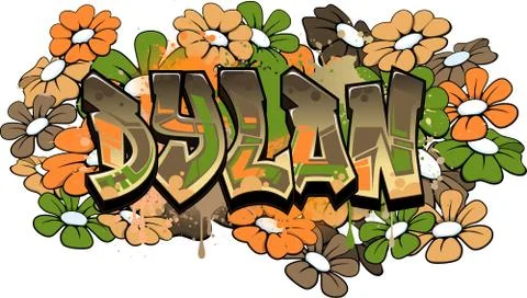 Dylan Graffiti Text Logotype Design Stock Illustration