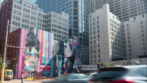 Dylan Mural Downtown Minneapolis Timelapse Stock Footage 248644597