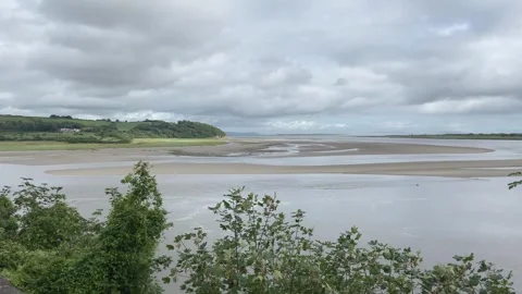 Dylan Thomas writing shed overlooking the estuary of the River Taf, Laugharne. Stock Footage 247265691