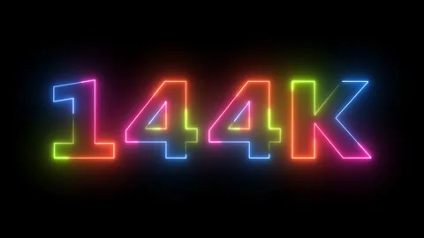 Dynamic 144K Counter Animated Neon Glow Display, Colorful Digital Data Moti.. Stock Footage 330420346