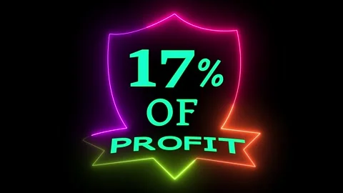Dynamic 17% Profit Neon Light Display for Business Financial Gains Motion G.. Stock Footage 328566977
