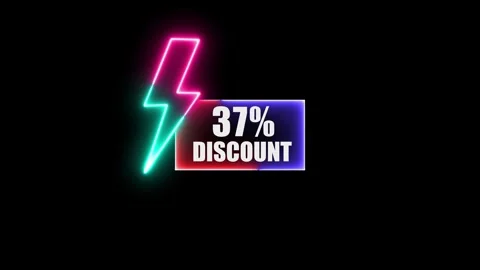 Dynamic 37 percent discount flash animation with neon style footage 스톡 동영상 346490550