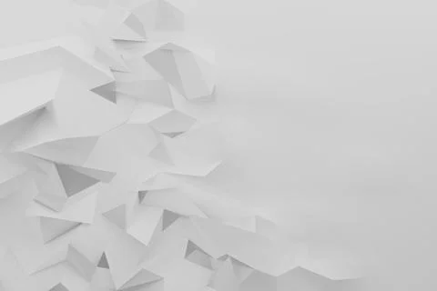 Dynamic 3D abstract geometric background featuring white polygonal shapes as  Stock Illustration