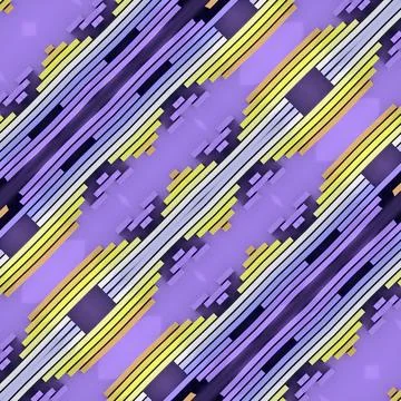 Dynamic 3D Abstract Pattern of Yellow and Lavender Lines on Dark Background Stock Illustration