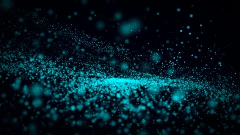 Dynamic 3D abstract render of glowing turquoise particles and light effects. Stock Footage 342362961