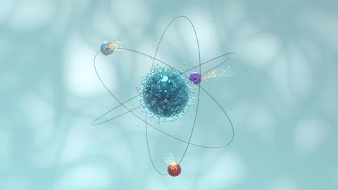 A dynamic 3d animation of atom structure, nucleus and electrons in motion, .. Video stock 332146736