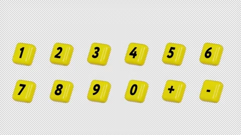 Dynamic 3d animation of black numbers on yellow and signs Video stock 251803949