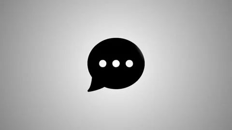 A dynamic 3d animation of a black speech bubble with three dots, rotating a.. Stock Footage 346490896