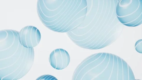 Dynamic 3d animation of blue abstract spheres floating with white striped p.. Stock Footage 332383824